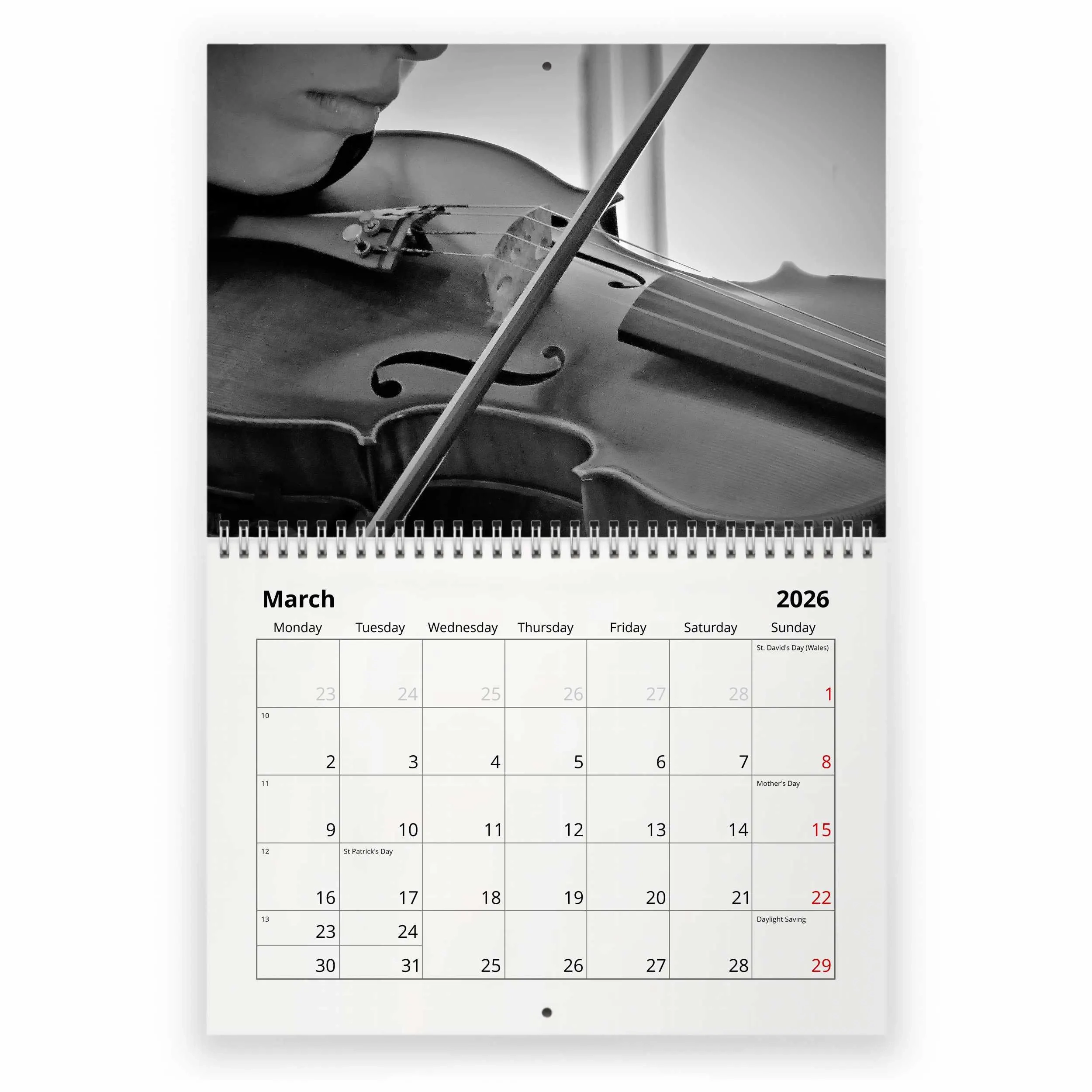 Violin 2026 Wall Calendar ID W26127 Etsy