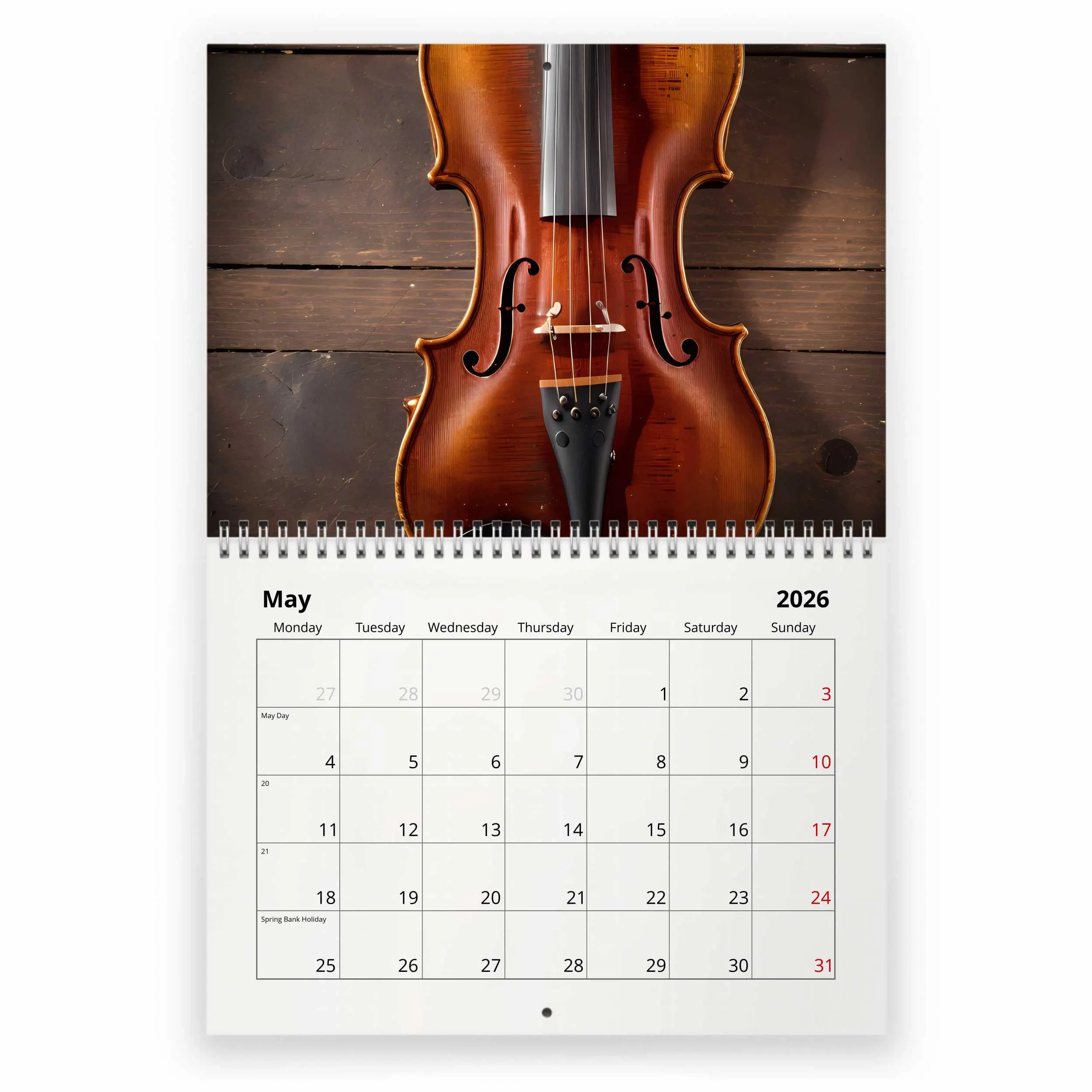 Violin 2026 Wall Calendar ID W26127 Etsy