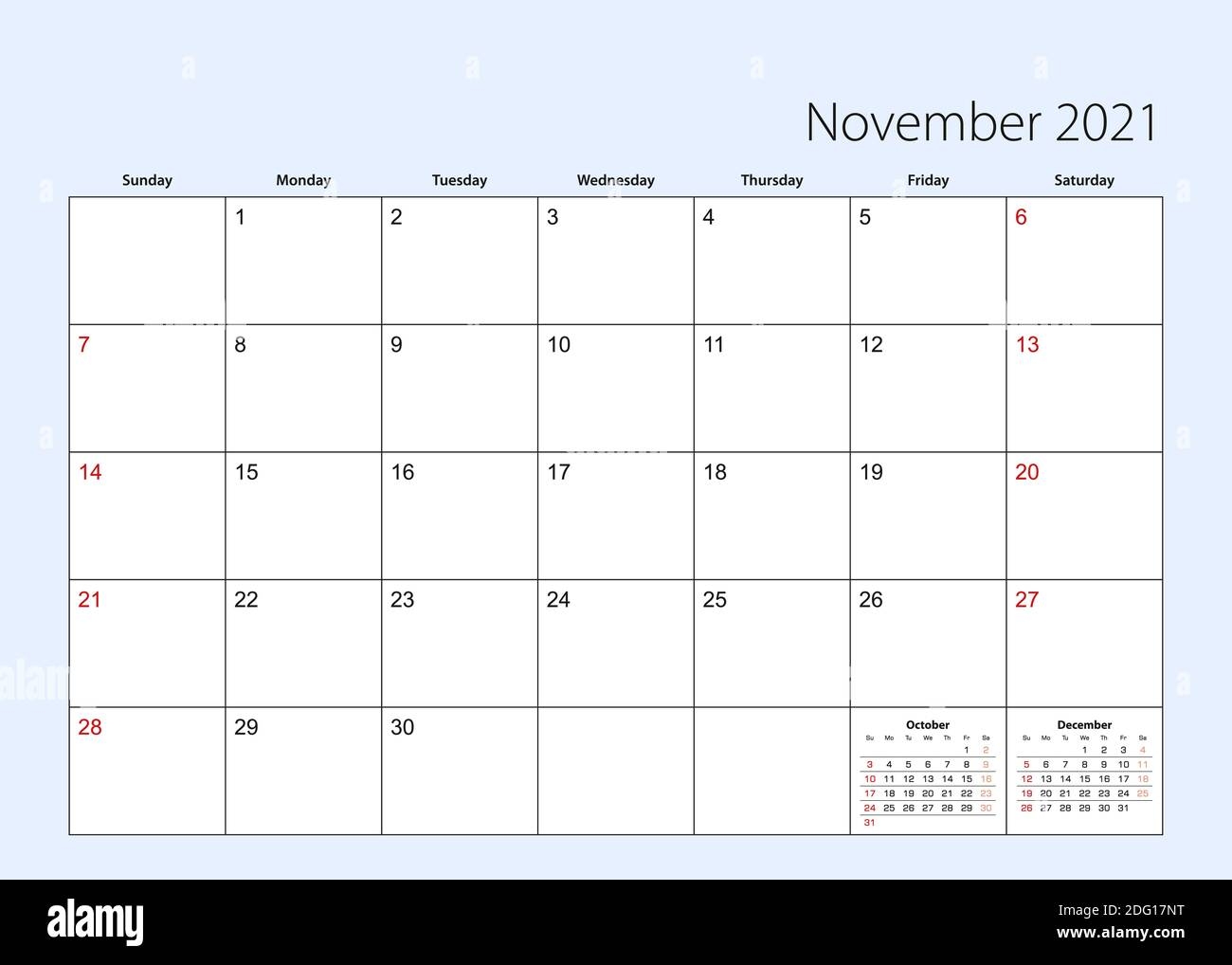 Wall Calendar Planner For November 2021 English Language Week 