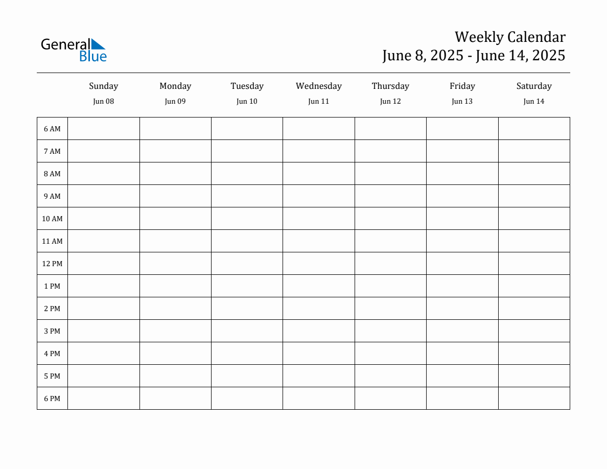 Weekly Calendar June 2025