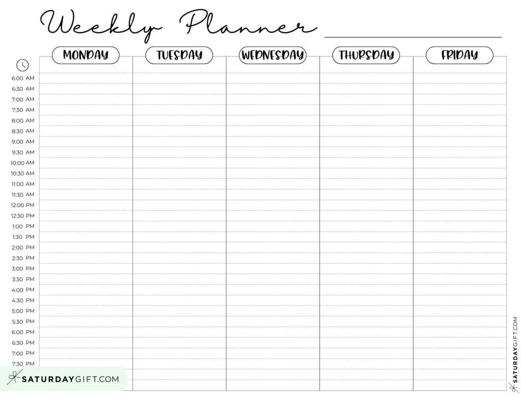 Work Week November Calendar Printable