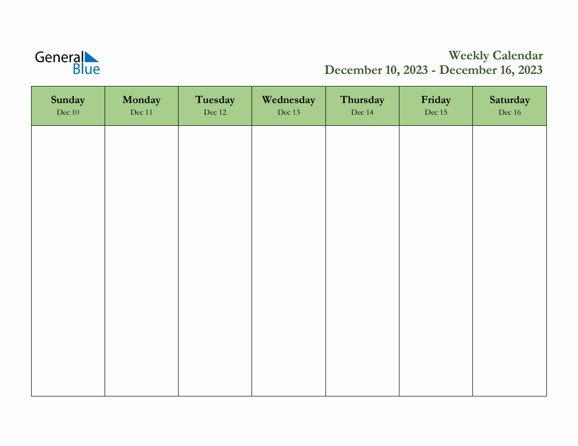 Weekly Planner Template December 10 December 16 2023