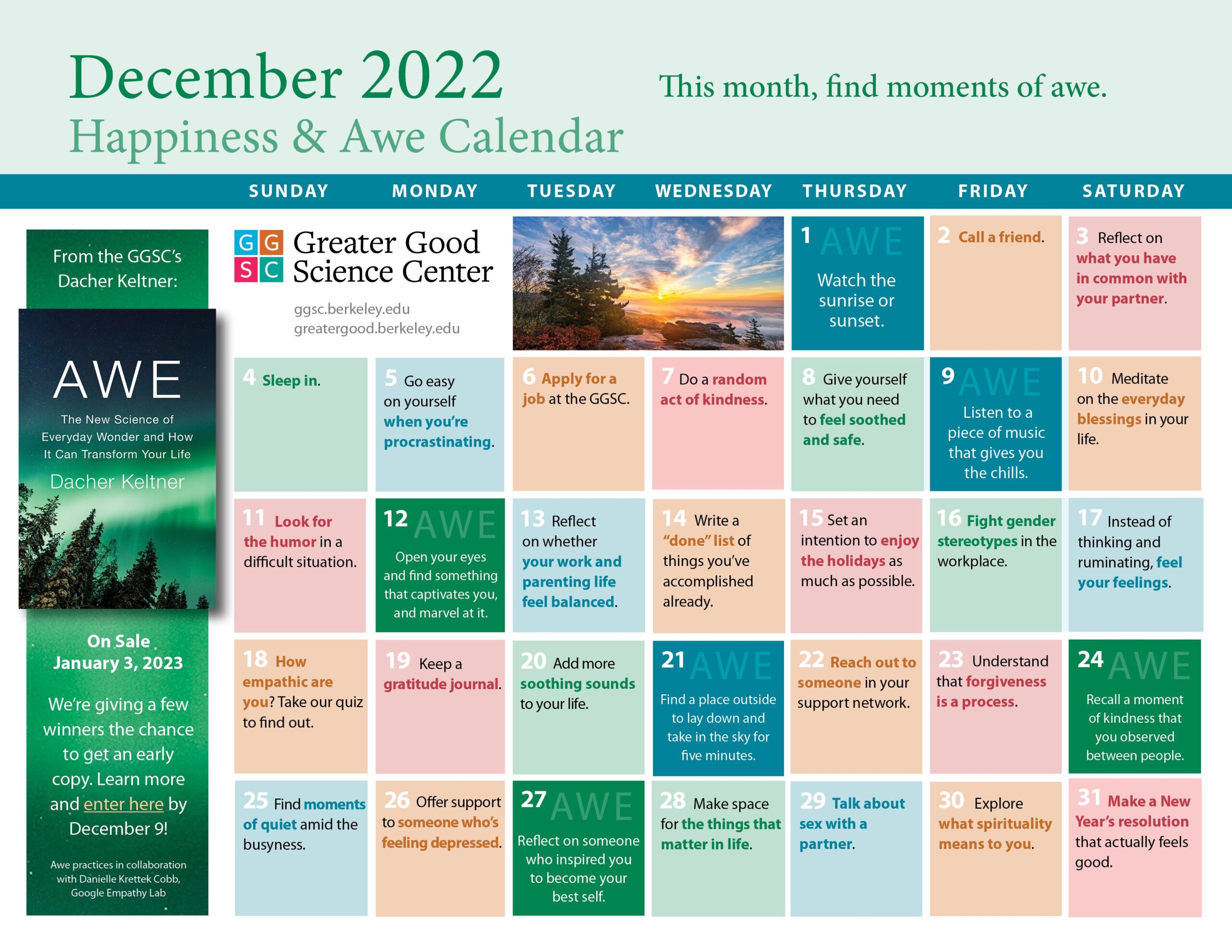 Your Happiness amp Awe Calendar For December 2022